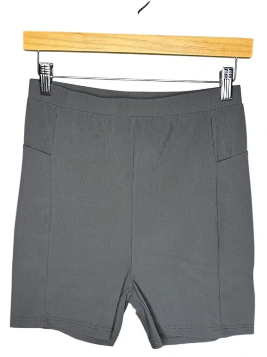 LÉGOE Heritage | Gray Ribbed Biker Shorts High Waisted Minimalist Size 1 (M 4–6) - Picture 3 of 6